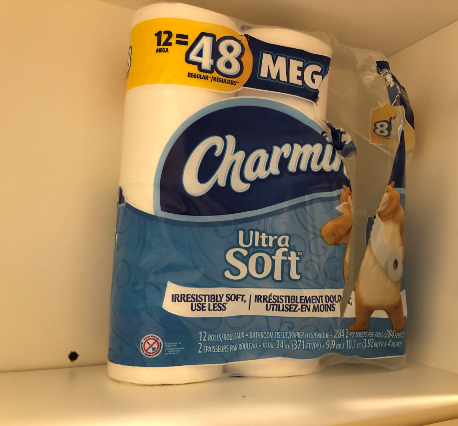 Charmin toilet paper in author's closet
